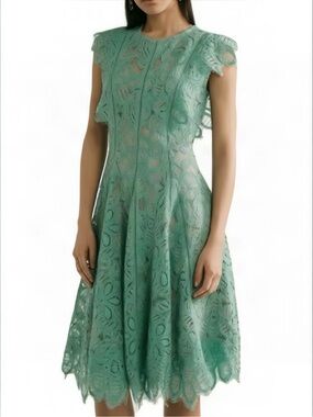 LELA ROSE  Lace Fit-and-Flare Dress